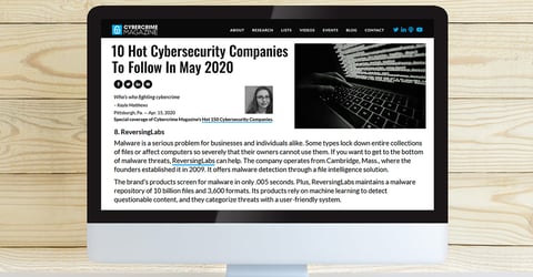 Cybercrime Magazine: 10 Hot Cybersecurity Companies To Follow In May 2020