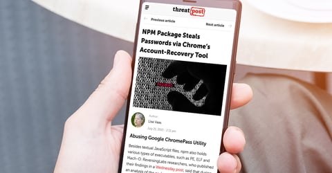 Threat Post: NPM Package Steals Passwords via Chrome’s Account-Recovery Tool