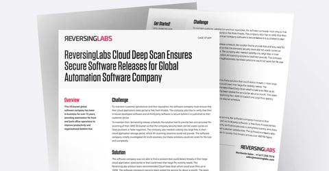 ReversingLabs Cloud Deep Scan Ensures Secure Software Releases for Global Automation Software Company